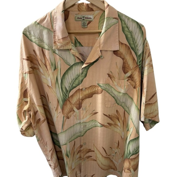 Tommy Bahama 100% Silk Hawaiian Shirt Size XXL Peach Tropical Button Up Casual - Picture 1 of 4